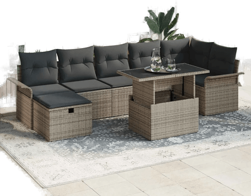 Vidaxl Hagesofa Set 8 pcs Grå