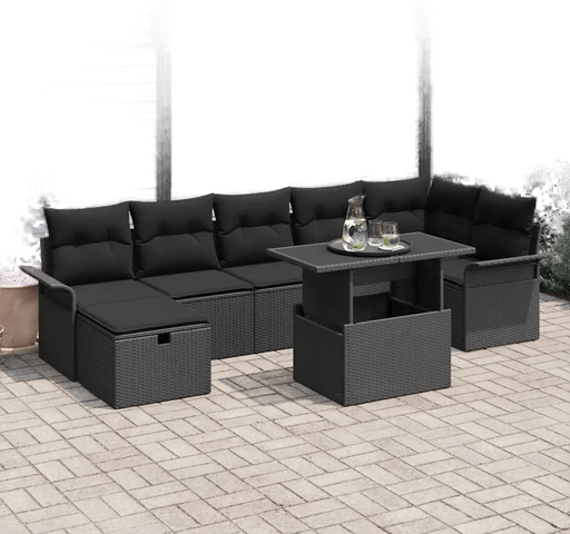 Vidaxl Hagesofa Set 8 pcs Svart