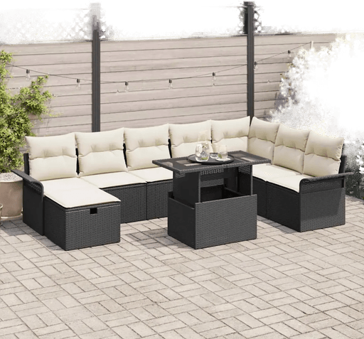 Vidaxl Hagesofa Set 9 pcs Svart