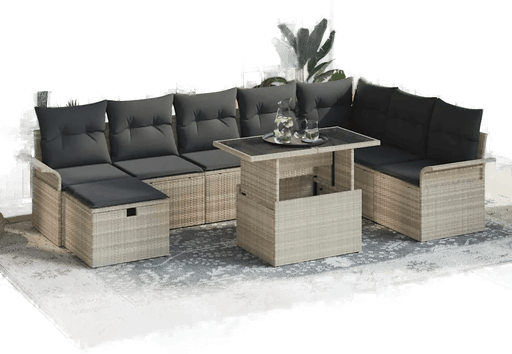 Vidaxl Hagesofa Set 9 pcs Lysegrå