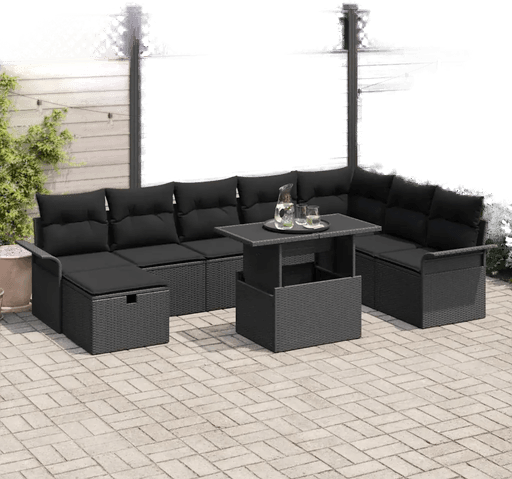 Vidaxl Hagesofa Set 9 pcs Svart
