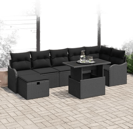Vidaxl Hagesofa Set 8 pcs Svart