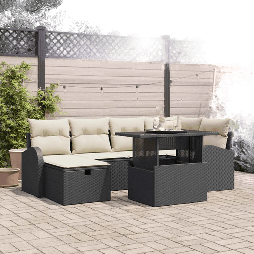 Vidaxl Hagesofa Set 7 pcs Svart