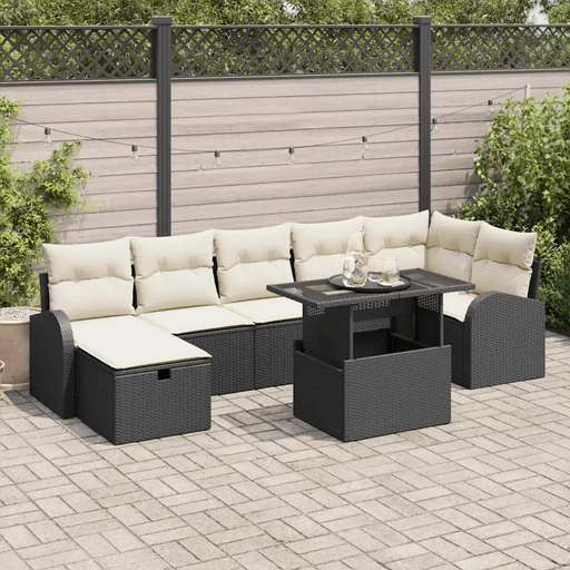 Vidaxl Hagesofa Set 8 pcs Svart
