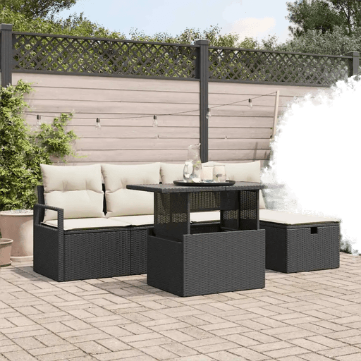 Vidaxl Hagesofa Set 6 pcs Svart