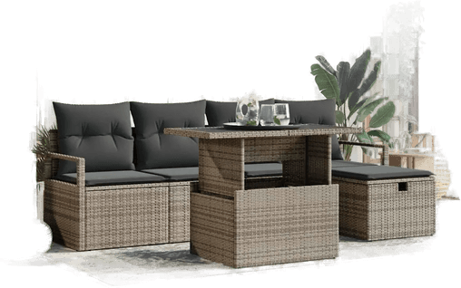 Vidaxl Hagesofa Set 6 pcs Grå