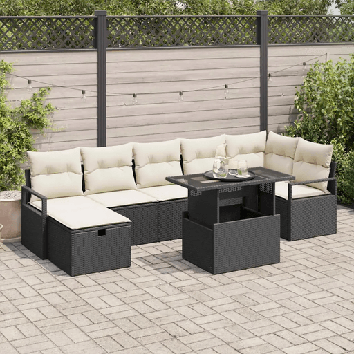 Vidaxl Hagesofa Set 8 pcs Svart