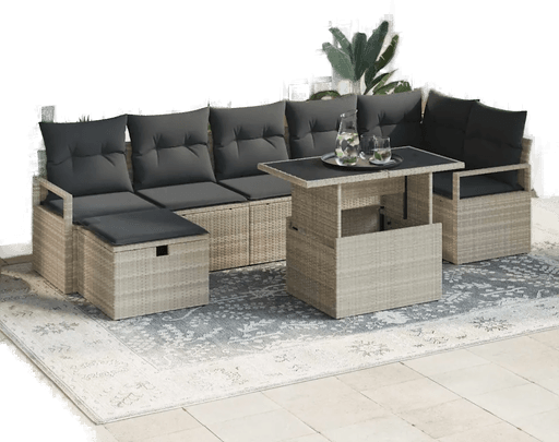 Vidaxl Hagesofa Set 8 pcs Lysegrå