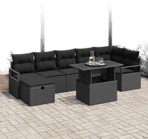 Vidaxl Hagesofa Set 8 pcs Svart