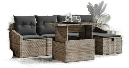 Vidaxl Hagesofa Set 6 pcs Grå