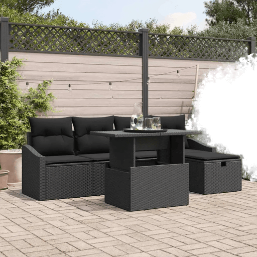 Vidaxl Hagesofa Set 6 pcs Svart