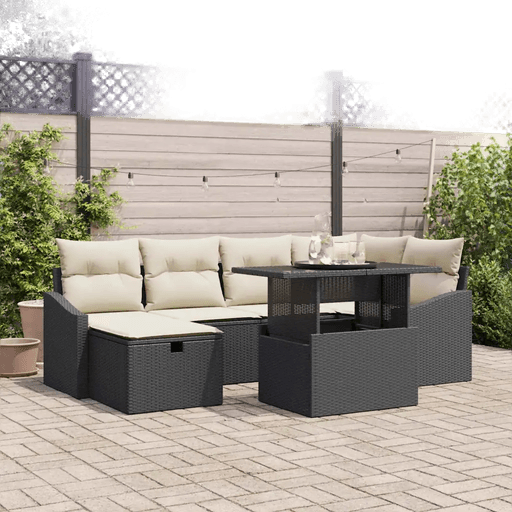 Vidaxl Hagesofa Set 7 pcs Svart