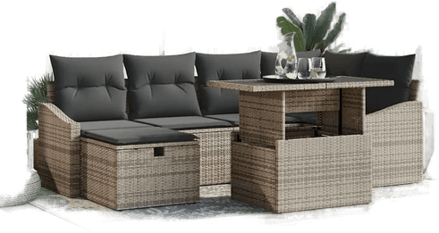 Vidaxl Hagesofa Set 7 pcs Grå