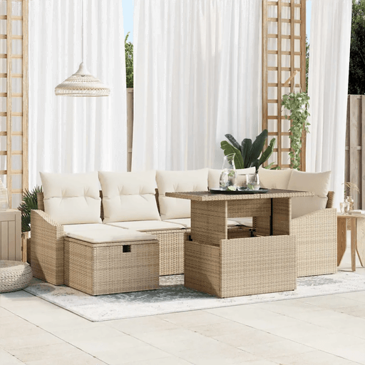 Vidaxl Hagesofa Set 7 pcs Beige