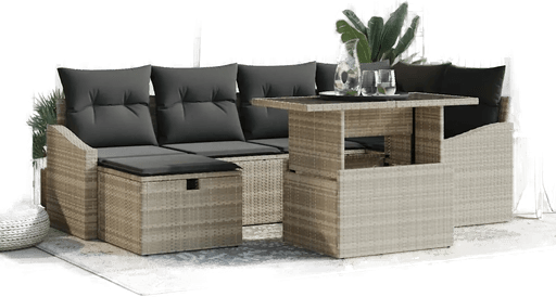 Vidaxl Hagesofa Set 7 pcs Lysegrå