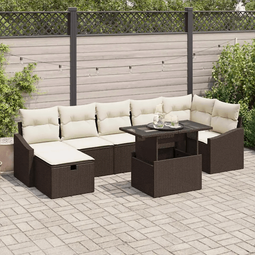 Vidaxl Hagesofa Set 8 pcs Brun