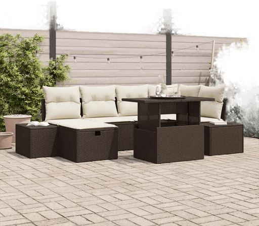 Vidaxl Hagesofa Set 7 pcs Brun