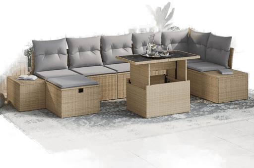 Vidaxl Hagesofa Set 8 pcs Beige