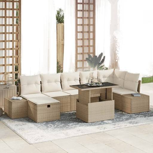 Vidaxl Hagesofa Set 8 pcs Beige