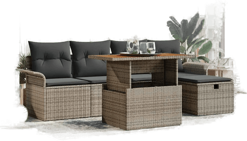 Vidaxl Hagesofa Set 6 pcs Grå