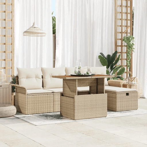 Vidaxl Hagesofa Set 6 pcs Beige