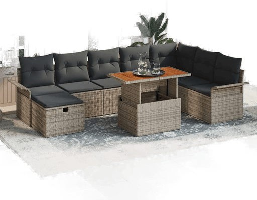 Vidaxl Hagesofa Set 9 pcs Grå