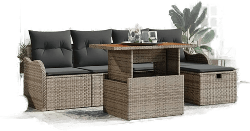 Vidaxl Hagesofa Set 6 pcs Grå