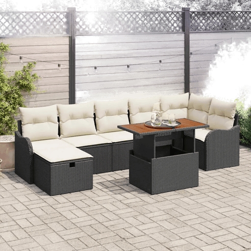 Vidaxl Hagesofa Set 8 pcs Svart