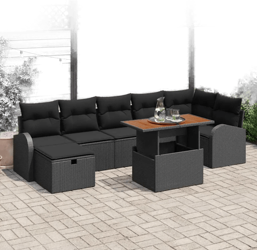 Vidaxl Hagesofa Set 8 pcs Svart