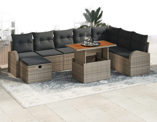 Vidaxl Hagesofa Set 9 pcs Grå