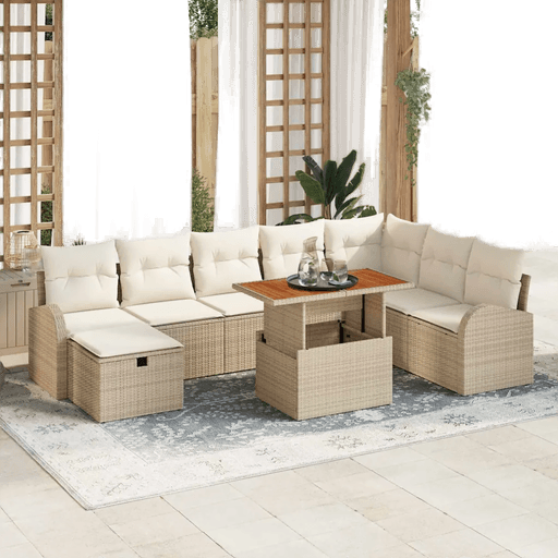 Vidaxl Hagesofa Set 9 pcs Beige