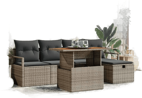 Vidaxl Hagesofa Set 6 pcs Grå