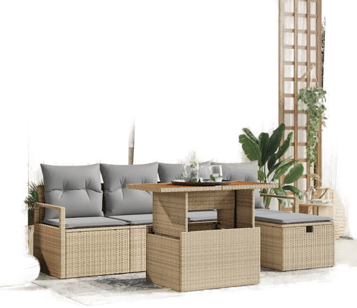Vidaxl Hagesofa Set 6 pcs Beige
