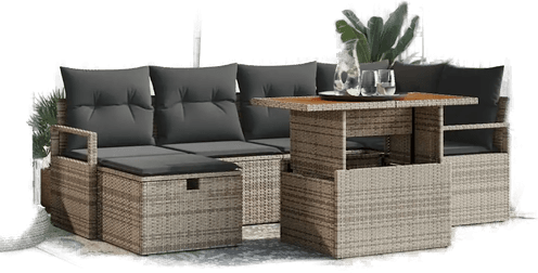 Vidaxl Hagesofa Set 7 pcs Grå