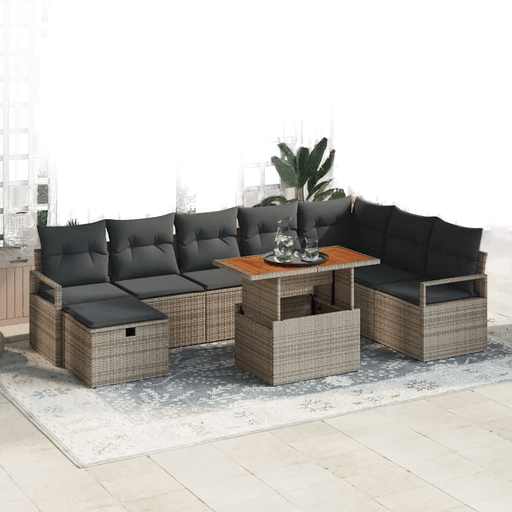 Vidaxl Hagesofa Set 9 pcs Grå