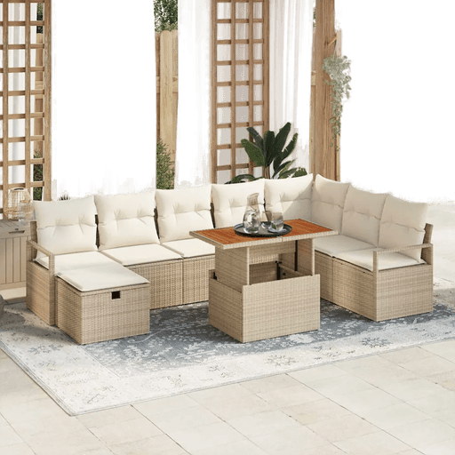 Vidaxl Hagesofa Set 9 pcs Beige