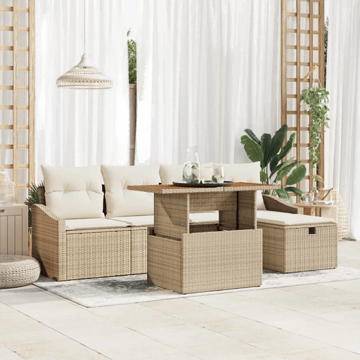 Vidaxl Hagesofa Set 6 pcs Beige