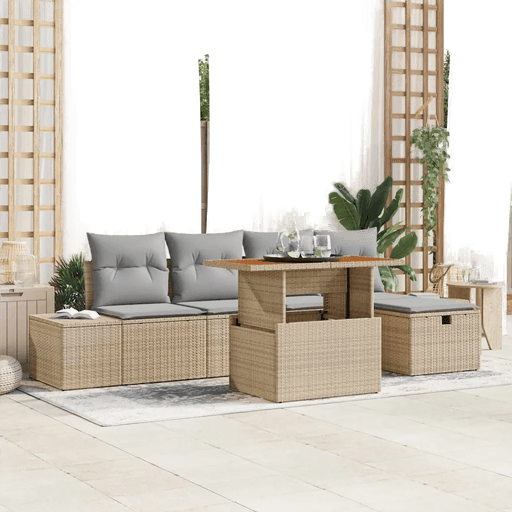 Vidaxl Hagesofa Set 6 pcs Beige