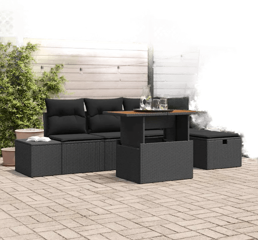 Vidaxl Hagesofa Set 6 pcs Svart