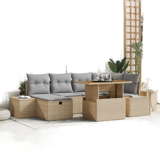 Vidaxl Hagesofa Set 7 pcs Beige