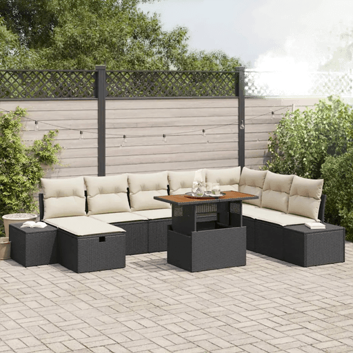 Vidaxl Hagesofa Set 9 pcs Svart