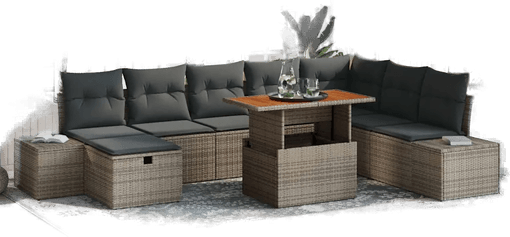 Vidaxl Hagesofa Set 9 pcs Grå