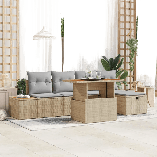 Vidaxl Hagesofa Set 6 pcs Beige