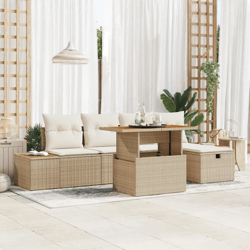 Vidaxl Hagesofa Set 6 pcs Beige