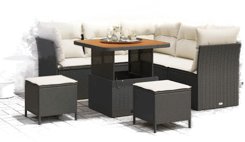 Vidaxl Hagesofa Set 8 pcs Svart