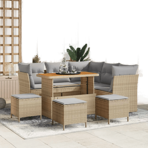 Vidaxl Hagesofa Set 9 pcs Beige