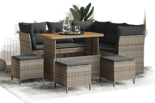 Vidaxl Hagesofa Set 9 pcs Grå