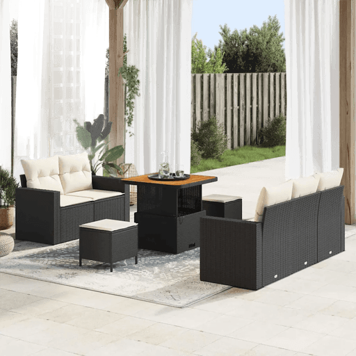 Vidaxl Hagesofa Set 8 pcs Svart