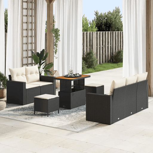 Vidaxl Hagesofa Set 8 pcs Svart
