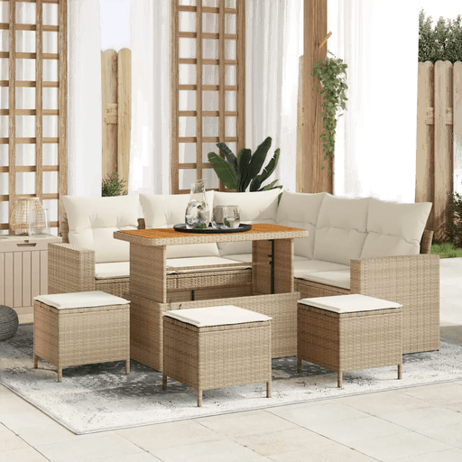 Vidaxl Hagesofa Set 9 pcs Beige